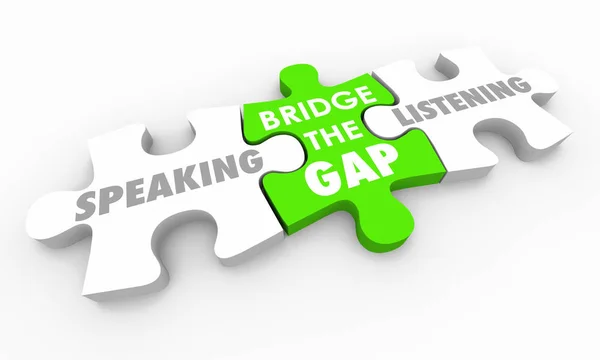 Speaking Listening Bridge Gap Puzzle Pieces Illustration — Stock Photo, Image