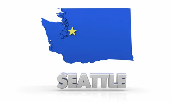 Seattle Washington City State Map Ilustração — Fotografia de Stock