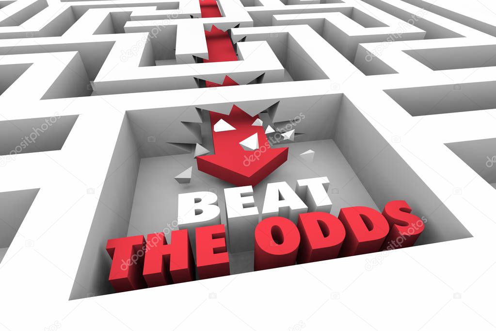 Beat Odds Overome Challenge Maze Arrow Words 3d Illustration