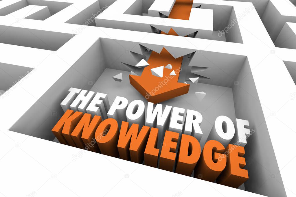 Power of Knowledge Maze Arrow Words 3d Illustration