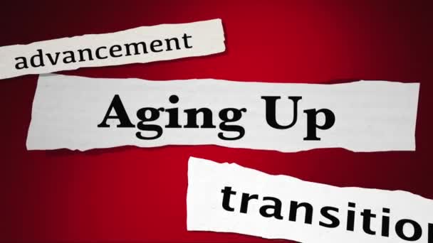 Aging Getting Older Newspaper Headlines Animation — Stock Video