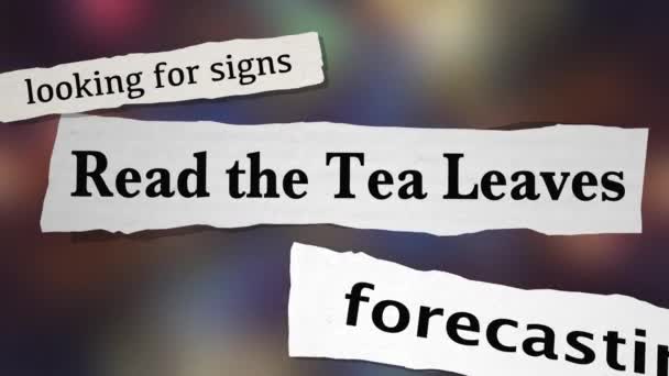 Read Tea Leaves Newspaper Headlines Animation — Stock Video