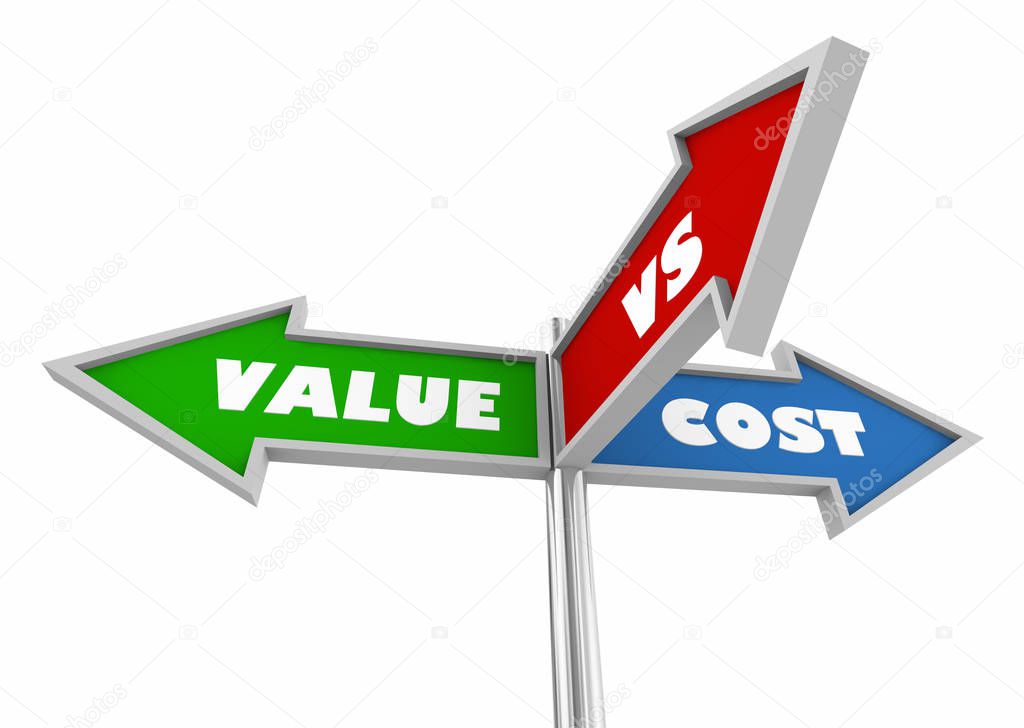 Value Vs Cost Three Way Street Signs 3d Illustration