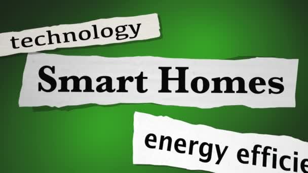 Smart Home Connected Technology Manchetes Jornal Animação — Vídeo de Stock