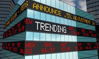 Gidişli borsa eğilimleri Ticker Wall Street 3d çizim oluşturma