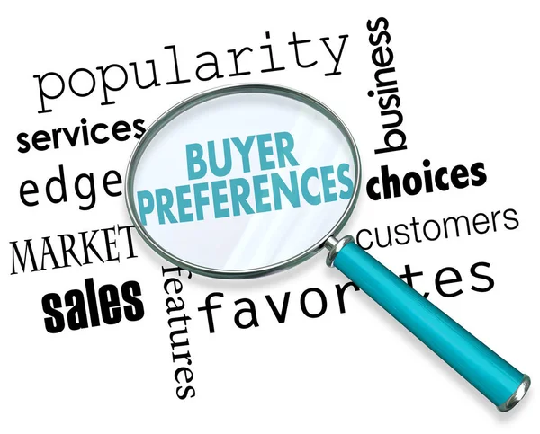 Buyer Preferences Magnifying Glass Words Illustration — Stock Photo, Image