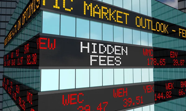 Hidden Fees Stock Market Broker Costs Ticker Words 3d Illustration