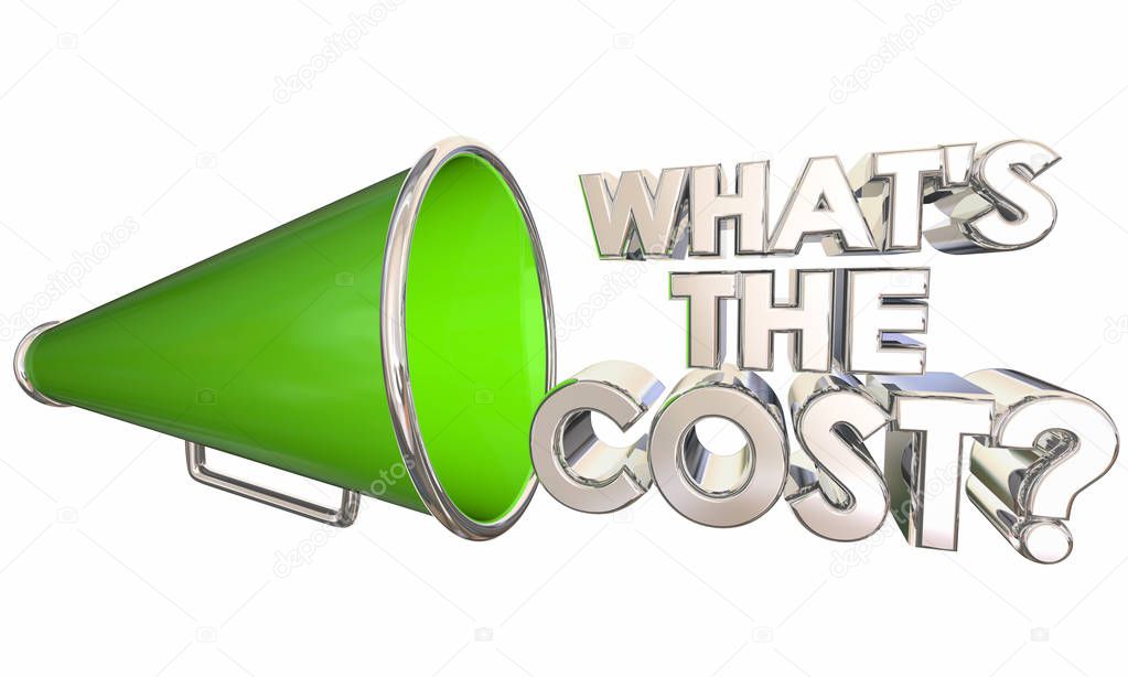 Whats the Cost Bullhorn Megaphone Words Question 3d Illustration