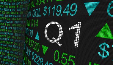 Q1 1 ilk çeyrek dönem borsa senedi 3d resimde kelimeler