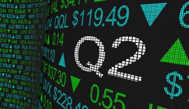 Q2 2 çeyrek dönem borsa senedi 3d resimde kelimeler