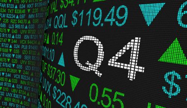 Q4 4 çeyrek dönem borsa senedi 3d resimde kelimeler