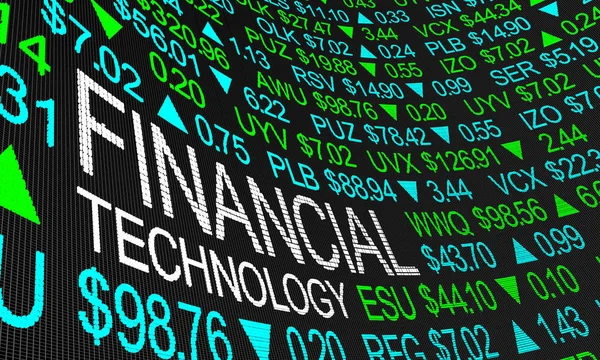 Финансовые Технологии Fintech Банковские Услуги Фондовый Рынок Тикер Иллюстрация — стоковое фото