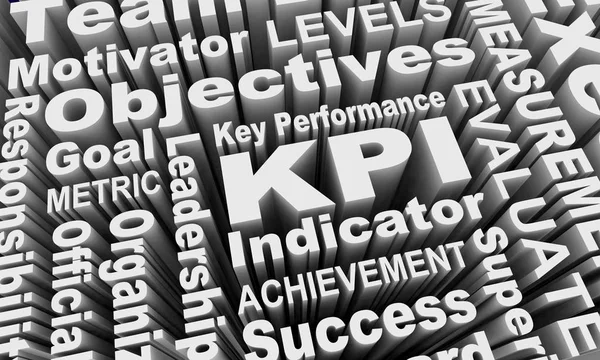 KPI Key Performance Indicators Words Collage 3d Illustration