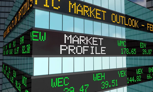 Profil Marché Stock Ticker Wall Street Building Illustration — Photo