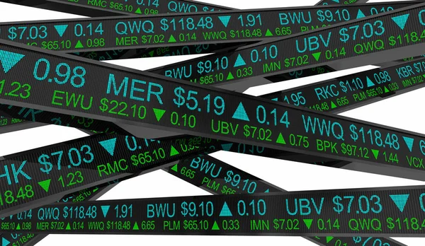 Stock Market Tickers Wall Street Prices Many Bars 3d Illustration