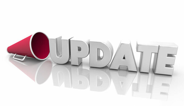 Обновление информации Megaphone Bullhorn Word 3d Illustration
