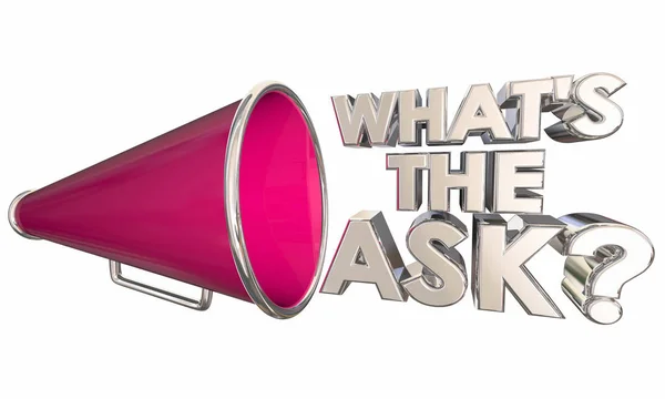 What Ask Request Need Bullhorn Megaphone Words Question Illustration — стоковое фото