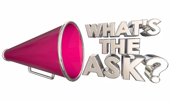 Qual Richiesta Ask Need Bullhorn Megaphone Parole Domanda Illustrazione — Foto Stock