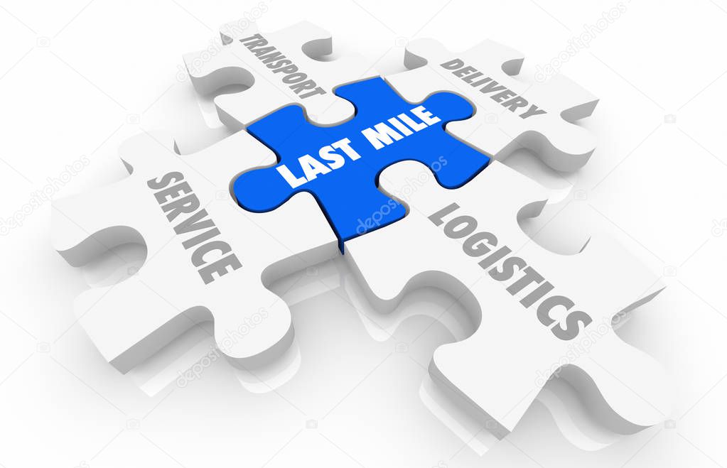 Last Mile Logistics Delivery Puzzle Pieces Words 3d Illustration