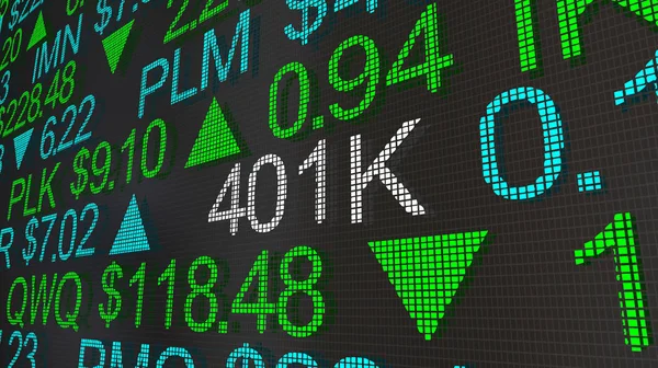 401K Emeklilik Hesabı Borsa Senedi Resimde Kelimeler — Stok fotoğraf