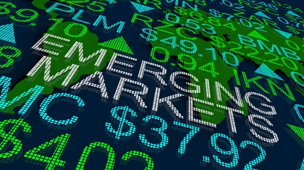Tendencias Emergentes Mercado Valores Crecimiento Global Negocios Ticker Illustration — Foto de Stock