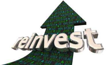 Borsa senedi ok yeniden yatırım yeniden yatırım 3d çizim