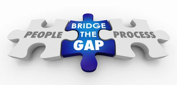 People Process Bridge Gap Puzzle Pieces Illustration — Stock Photo, Image