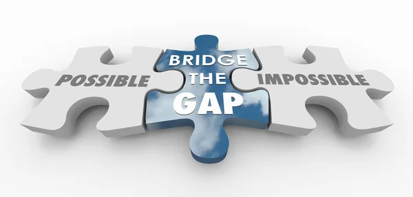 Possible Impossible Bridge Gap Puzzle Pieces Illustration — Stock Photo, Image