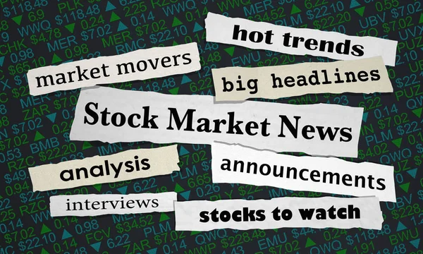 Stock Market News Headlines Financiële Update Illustratie — Stockfoto