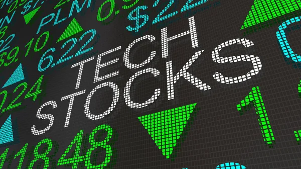 Tech Stocks Hot Growth Stock Market Ticker Words Ілюстрація — стокове фото
