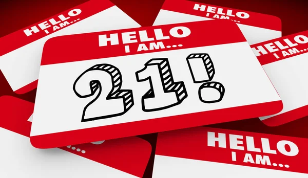 Twenty One Years Old Hello Name Tag Illustration — Stock Photo, Image