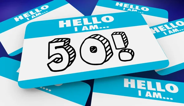 Fifty Years Old Hello Name Tag Illustration — Stock Photo, Image