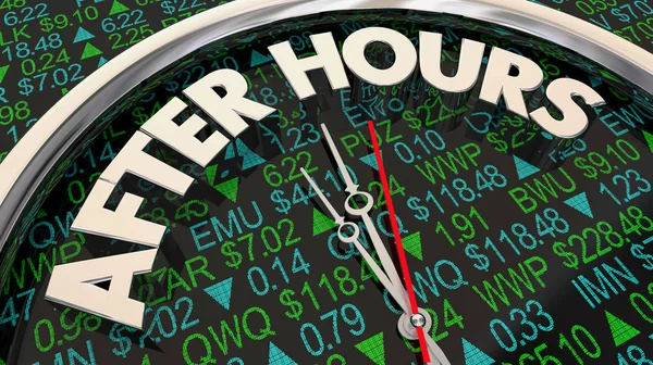 Después Horas Trading Bolsa Ticker Time Clock Ilustración —  Fotos de Stock