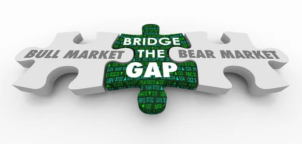 Bull Bear Stock Market Bridge Gap Puzzle Pieces Illustration — Stock Photo, Image