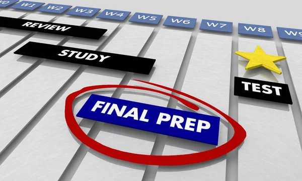 Slutliga Förberedelserna Studie För Test Tidslinje Gantt Diagram Illustration — Stockfoto