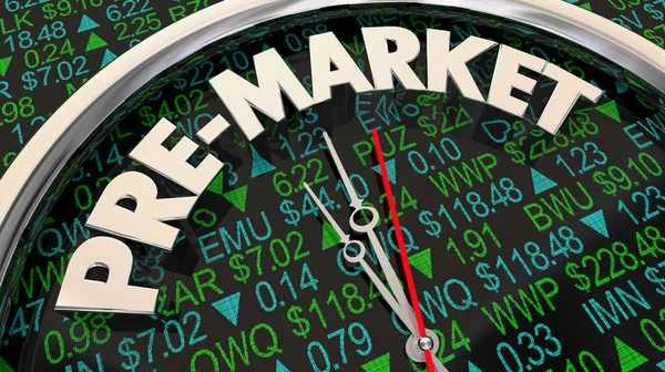 Azioni Trading Pre Mercato Prima Aprire Orologio Illustrazione — Foto Stock