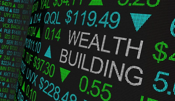 Wealth Building Stock Market Scrolling Prices Ticker 3d Illustration