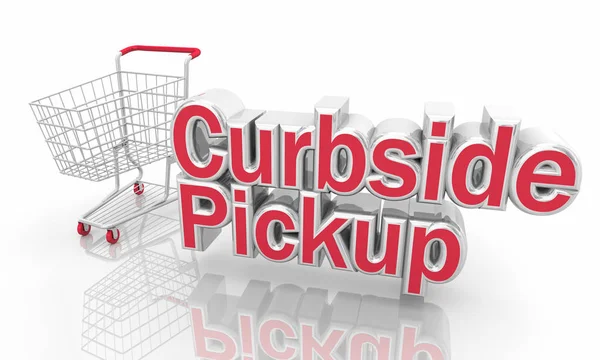 Curbside Pickup Shopping Cart Service Words Illustration — Stock Photo, Image