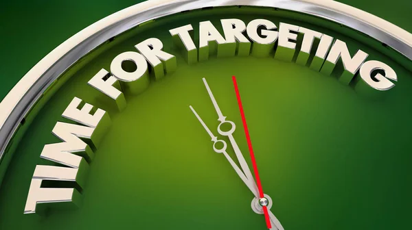 Time Targeting Customer Marketing Clock Clock Words Illustration — стоковое фото