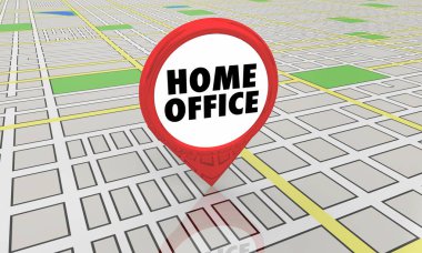 Home Ofis ana temel iş yerinde ev harita PIN konumunuzu 3d çizim