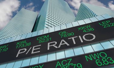 PE oranı fiyat kazanç hisse senedi binalar için 3d çizim