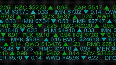 Stock Market Scrolling Prices Ticker 3d Illustration clipart