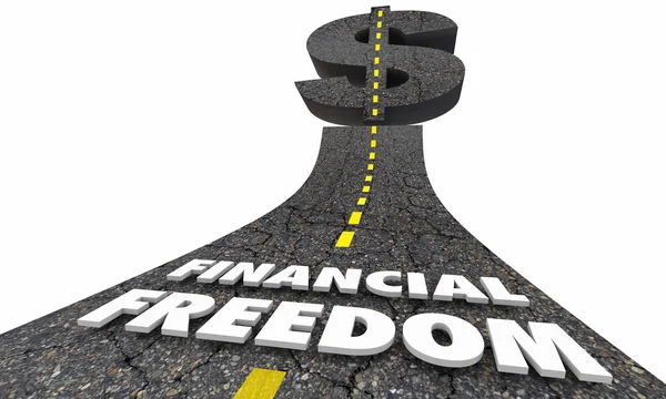 Financial Freedom Self Control Road Money Dollar Sign 3d Illustration — Stock Photo, Image