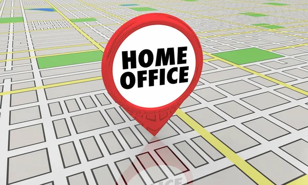 Home Office główne podstawy pracy o lokalizację Pin na mapie dom ilustracja 3d — Zdjęcie stockowe
