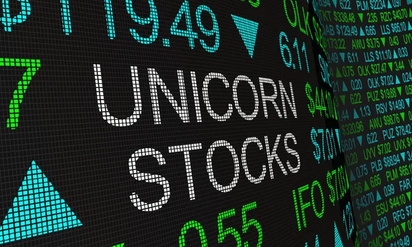 Unicorn Stocks Special Performers Stock Market Ticker 3D Ilustração — Fotografia de Stock