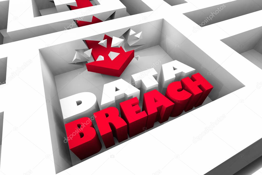Data Breach Security Hack Breaking Through 3d Illustration