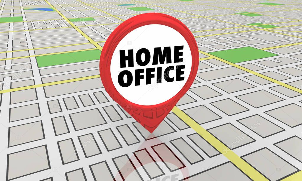 Home Office Main Base Work at Your House Map Pin Location 3d Illustration