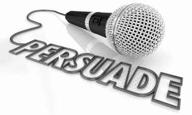 İkna ikna mikrofon iddia kelime 3d çizim