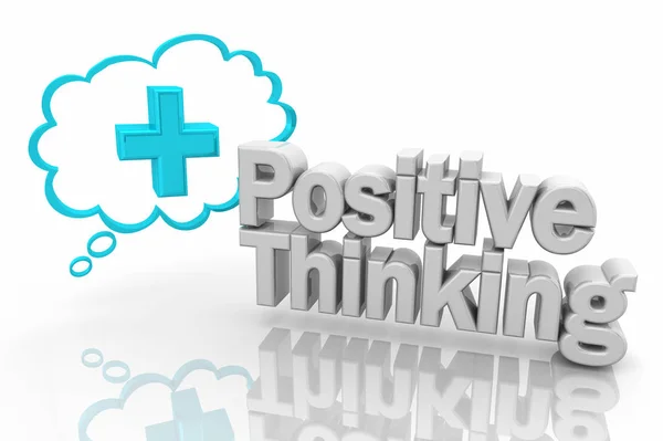 Pozitivní myšlení a myšlení znamení Cloud 3d obrázek — Stock fotografie
