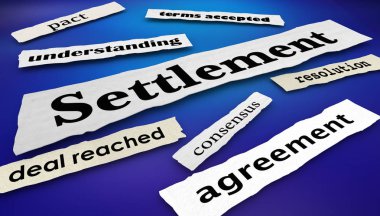 Yerleşim anlaşması fikir birliği gazete başlıkları 3d çizim